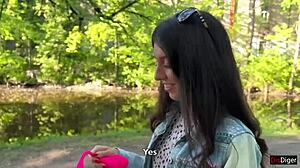 Girlfriend Orgasms In Public Park Via Toy