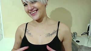Tiny stepdaughter strips and masturbates in this homemade video