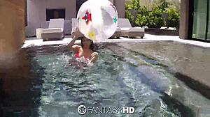Michelle Martinez gives blowjob in pool fantasy