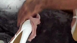 colegiala latina gets fucked after class by couple, amateurs covering her ass with cum in hardcore action.