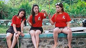 upskirt peek caught of indonesian friend fishing in miniskirt