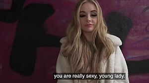 public agent blonde brit babe pov blowjob and fucked outside with shaved pussy orgasm