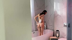 Lilu Moon Feels Intense Pleasure As She Masturbates Her Wet Pussy With A Big Vibrator In The Bathroom