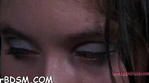 Cheerful brunette darling plays with rubber sex toy!