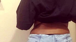 Ebony Naejae Strips And Squirts In Close Up