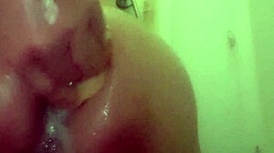 I'm trying anal with my dildo in the shower for some self-pleasure.