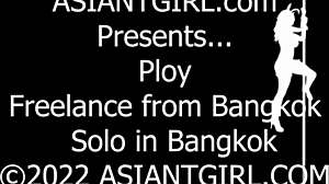 Asiantgirl ploy, a ladyboy with small tits, masturbates her monster cock in solo session