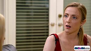 Small Tits Teacher Licks Busty Milf Pussy