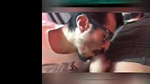 Gay couple shares a passionate white kiss in the park