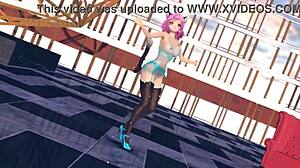 Pink Cat in Lingerie Shows Huge Tits in Intense Touhou Hentai