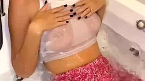 wet clothed sex in jacuzzi with hot tall brunette teen