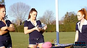 Hey, check out this redhead teen 18+ bouncing her big ass on a new student's cock.