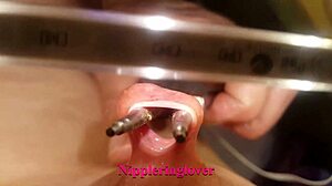 Milf hubby cleans wife's extreme nipple piercings