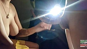 latina milf couple voyeur scene with banana and food