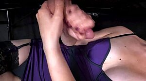 Look, I'm milking this thick cock all over my sexy lingerie!