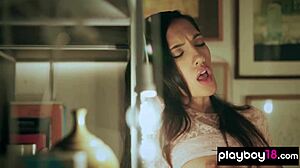 Classy Brunette Fingering in Lingerie Tease