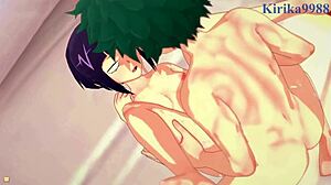Kyoka Jiro and Mina Ashido having intense sex with Izuku Midoriya