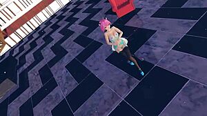 Pink Cat in Lingerie Shows Huge Tits in Intense Touhou Hentai