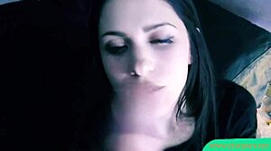 Guy forces beautiful brunette blowjob with cum on face