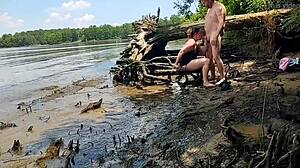 Thick Wife Fucked in the Mud on a Nature Walk - Becky Tailorxxx. Outdoor Missionary Sex with Big Ass Nude.