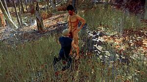 Gay porn video in the woods with Fallout 4 theme