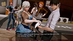 Exploring the academy in this anime game.