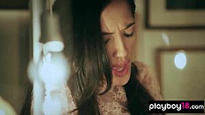 Classy Brunette Fingering in Lingerie Tease