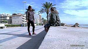 Yo, can you handle this busty sexbomb getting pounded hard on the beach with a stranger?