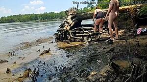 Thick Wife Fucked in the Mud on a Nature Walk - Becky Tailorxxx. Outdoor Missionary Sex with Big Ass Nude.