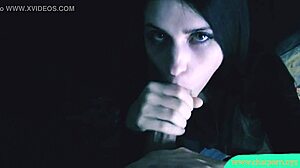 Guy forces beautiful brunette blowjob with cum on face