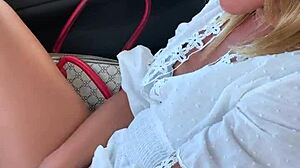 Amateur Horny Fingering in Public Car!