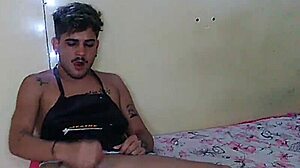 Young solo teen boy with pink cock in group threesome action