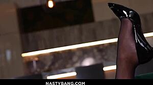 demonstrating anal flexibility in a pose