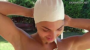 masturbating naked babe petite 18+ brunette pornstar