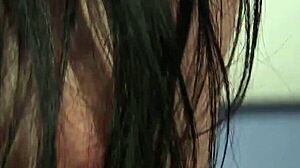 Slut receives a facial in a bizarre bukkake scene