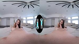 Watch the Contrast as a Huge Dick Slides into a Skinny Brunette in VR POV Creampie