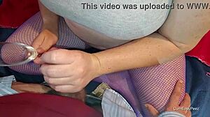 I get up close with this kinky cum and piss play session