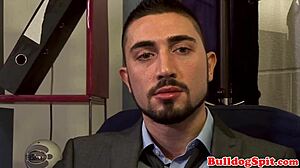 Tattooed Young Punk Bounces on Boss's Cock