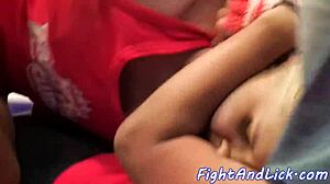 Euro Dykes Wrestle And Lick Pussies