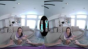 Watch the Contrast as a Huge Dick Slides into a Skinny Brunette in VR POV Creampie