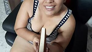 Mature latina bbw deepthroats monster cock in homemade pov