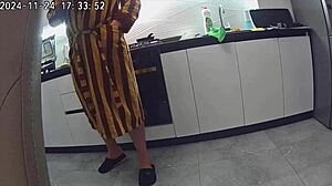 Wife cheats with husband’s best friend in kitchen for real anal