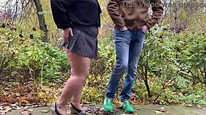fat milf in short skirt holds my dick while i pee in public