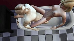 Intense alien monster fucks her hard in the bath