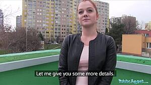 innocent ginger girl interacts with agent over car bonnet