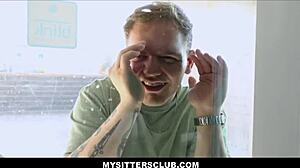 Hot skinny teen babysitter Allie Addison bangs Eddie Jaye while client’s home