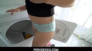 The horny stepbro passionately enters his stepsis in doggystyle.