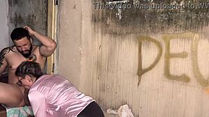 i met a tattooed dealer in a dark alley and sucked his small cock until he gagged me with cum outdoors