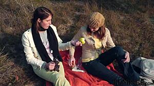 brunette lesbians finger each other to orgasm outdoors with blonde and mature teens