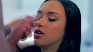 Gorgeous Brunette Gives Amazing Blowjob And Swallows Facial Cum!